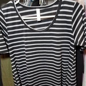 Lularoe XS Perfect T black and gray stripes